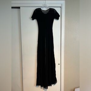 Long Black Mesh Slit Dress